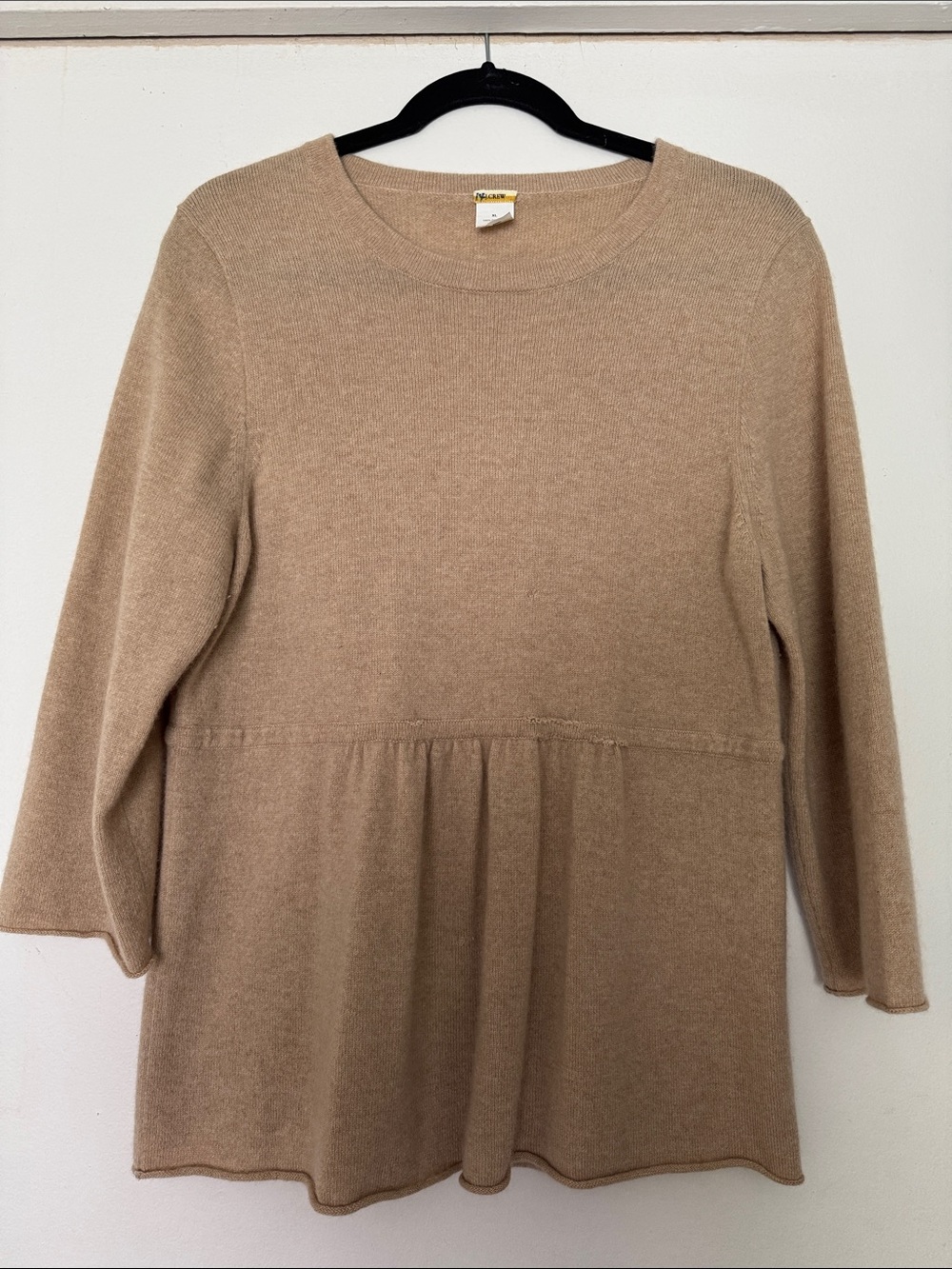 J. Crew Light Beige 100% Cashmere Crewneck Sweater